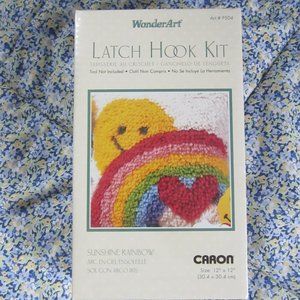 NIP Sunshine Rainbow CARON Latch Hook Kit #P504 WonderArt 12"x12" NEW